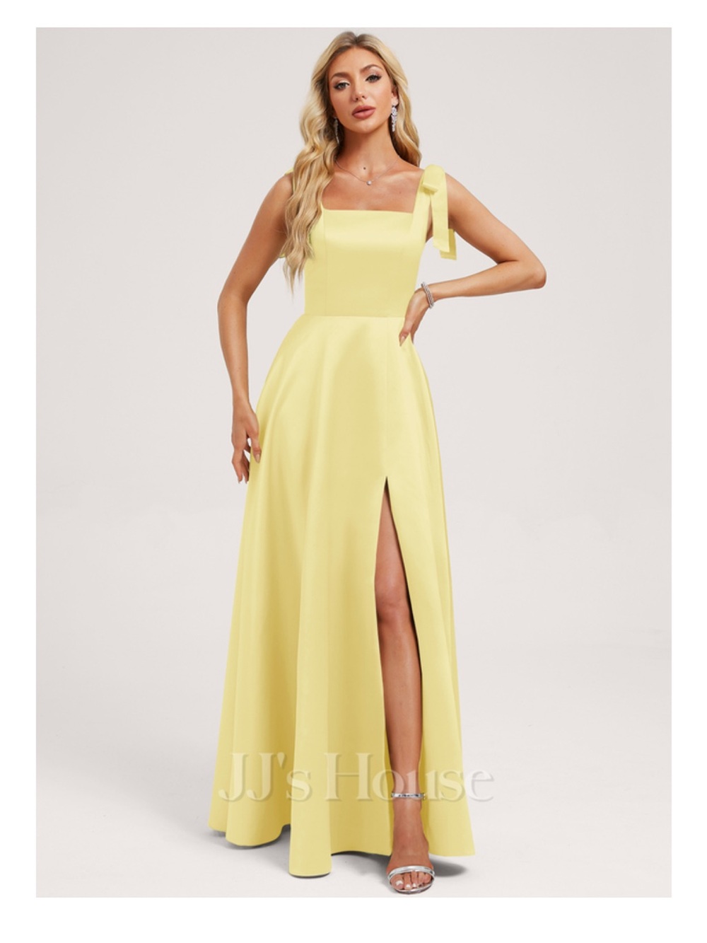 JJs House Daffodil Tie-Shoulder Backless A-Line Gown